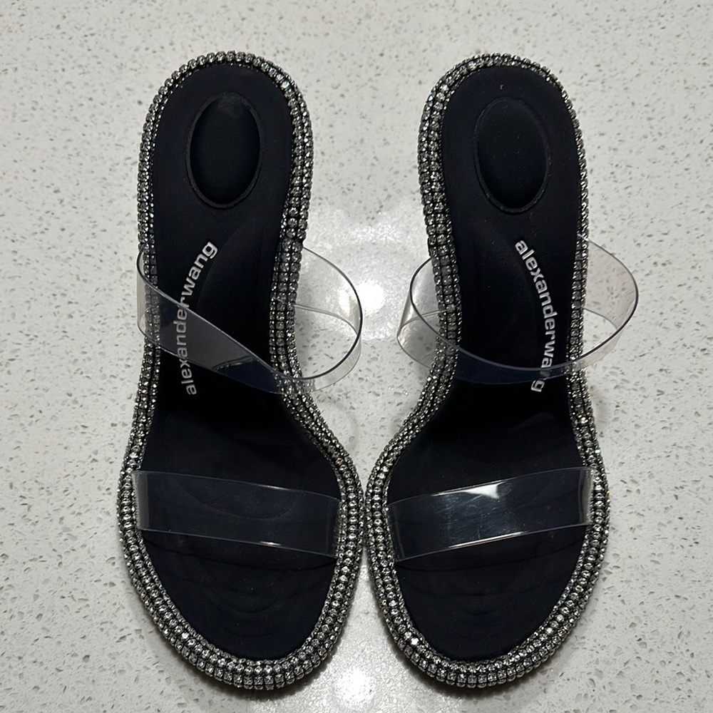Alexander Wang Black Sandals with Chunky Sole and Clear Straps